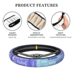 Personalized Multicolour Word Cloud Car Steering Wheel Cover with Name Car Accessories Birthday Gift for Car Owners