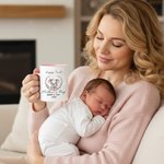 Personlig hjärtkrans söt mamma-barn djur keramisk kaffemugg med text och underlägg daglig användning första mors dag present till mamma