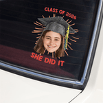 Adesivo impermeabile per auto con nome Regalo di laurea per laureati personalizzato con foto del volto del cappello di laurea