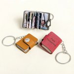 Gepersonaliseerde Mini Fotoalbum-sleutelhanger van PU-leer met Tekst en Ruimte voor 10-14 Foto’s Verjaardag- of Jubileumcadeau voor Vrienden Koppels