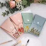 Personalised Birth Flower Butterfly PU Leather Makeup Brush Bag with 8 Pcs Makeup Brushes Travel Essentials Mother's Day Birthday Gift for Women
