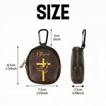 Sac de rangement pour chapelet en cuir PU avec nom Cadeau religieux de baptême pour les chrétiens