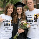 Personalised Class of 2026 Cartoon Character 100% Cotton Kid Adult T-shirt with Name Daily Wear Graduation Gift for Graduate Family