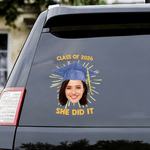 Adesivo impermeabile per auto con nome Regalo di laurea per laureati personalizzato con foto del volto del cappello di laurea