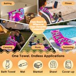 Personalised Toile De Jouy Graffiti Floral Quick Dry Oversized Beach Towel with Name Summer Vacation Travel Essentials Birthday Gift for Friend Family