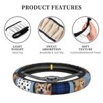Personalized 3 Pet Photo Plaid Design Car Steering Wheel Cover with Name Birthday Anniversary Gift for Pet Lovers Car Owners