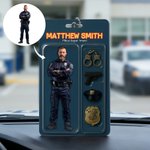 Porte-clés personnalisé en acrylique avec photo, effet 3D, dessin animé, pompier, police, poste et nom du service Cadeau d'anniversaire pour pompier, police