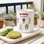 Personlig 1-10 Cartoon Cookie Wafer 11oz 15oz keramisk kaffemugg med namn och titel Mors dag Födelsedagspresent till mamma mormor