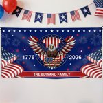 Personalizado 250 Aniversario Bandera Americana Fuegos Artificiales Águila Fiesta Banner con Texto Día de la Independencia Regalo para Americano