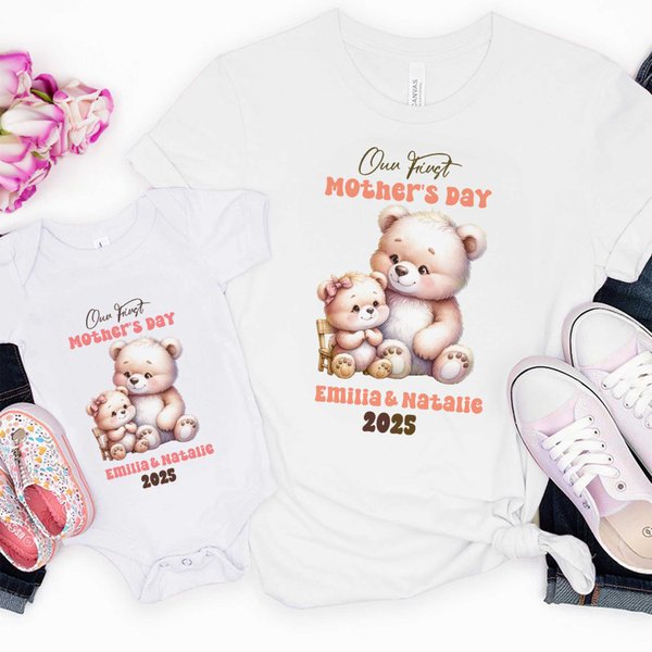 Gepersonaliseerd Fantasie Eenhoorn Klassiek Winnie de Poeh 100% Katoenen T-shirt Baby Rompertje met Naam Verjaardag 1e Moederdagcadeau voor Baby Moeder