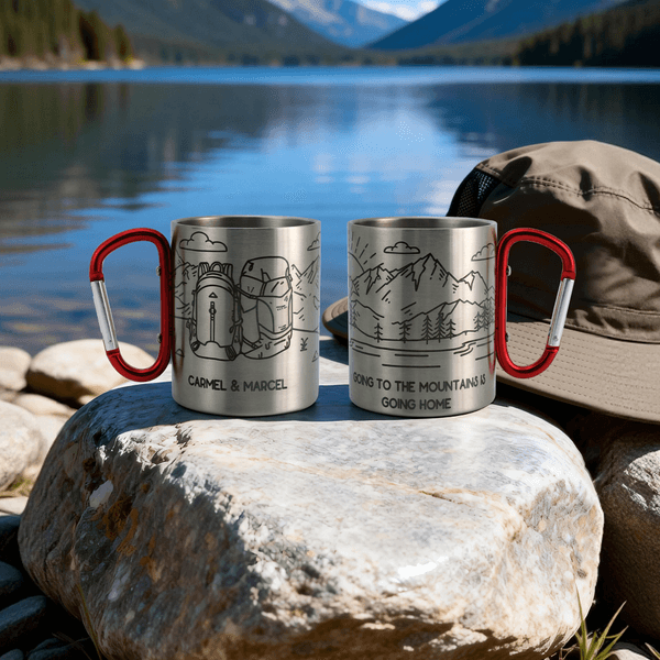 Tasse en acier inoxydable émaillée avec texte pour usage quotidien Cadeau d'anniversaire pour les randonneurs, les campeurs et les randonneurs.