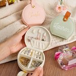 Gepersonaliseerde Handzame Sieradendoos van PU-leer met Naam Draagbaar voor Reizen Verjaardag of Moederdag Cadeau voor Vrouwen en Meisjes