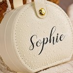 Gepersonaliseerde Handzame Sieradendoos van PU-leer met Naam Draagbaar voor Reizen Verjaardag of Moederdag Cadeau voor Vrouwen en Meisjes