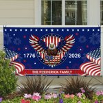 Personalizado 250 Aniversario Bandera Americana Fuegos Artificiales Águila Fiesta Banner con Texto Día de la Independencia Regalo para Americano