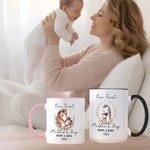 Personlig hjärtkrans söt mamma-barn djur keramisk kaffemugg med text och underlägg daglig användning första mors dag present till mamma