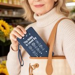 Personalised Cute Cartoon Kid Line Drawing PU Leather Wristlet Wallet with Title and Name Mother's Day Birthday Gift for Mom Grandma