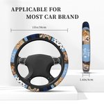 Personalized 3 Pet Photo Plaid Design Car Steering Wheel Cover with Name Birthday Anniversary Gift for Pet Lovers Car Owners