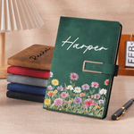 Cahier A5 personnalisé avec nom et pages lignées, fleur de naissance multicolore, usage quotidien, fournitures de bureau, cadeau de fête des mères pour maman et amie