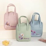 Personalized Watercolor Birth Flower PU Leather Handheld Makeup Bag with Name Birthday Anniversary Gift for Woman Girlfriend Sister