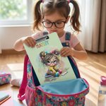 Porte-blocs en acrylique personnalisé avec nom Fille lisant un dessin animé Cadeau d'anniversaire pour étudiants