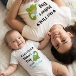 Personalised Cute Bear Bunny Fantasy Unicorn 100% Cotton Baby Bodysuit T-shirt Matching Outfit with Name First Mother's Day Gift for Newborn New Mom