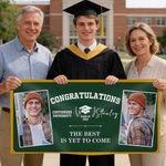 Personalized Multicolor Congratulations Photos Banner with Name Text and School Name Party Backdrop Decor Class of 2026 Graduation Gift for Graduates