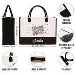 Personalized Mama Bow Flower Large Tote Bag Portable Makeup Bag with Name Birthday Mother's Day Gift for Mom Grandma Family