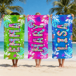 Personalised Toile De Jouy Graffiti Floral Quick Dry Oversized Beach Towel with Name Summer Vacation Travel Essentials Birthday Gift for Friend Family