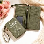 Personalised Cute Cartoon Kid Line Drawing PU Leather Wristlet Wallet with Title and Name Mother's Day Birthday Gift for Mom Grandma