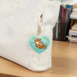 Personalized Otter Mom and 1-5 Baby Otters Heart-Shaped Acrylic Keychain with Names Daily Use Mother's Day Gift for Mom Grandma