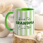 Personalized Watercolor Photo Striped Design 11 oz 15 oz Ceramic Coffee Mug with Title Daily Use Birthday Mother's Day Gift for Grandma Mom