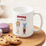 Personlig 1-10 Cartoon Cookie Wafer 11oz 15oz keramisk kaffemugg med namn och titel Mors dag Födelsedagspresent till mamma mormor