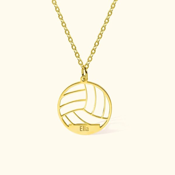 Gepersonaliseerde Ketting met Volleybalhanger en Naamgravure Sportief Sieraad Perfect als Verjaardagscadeau voor Volleybalfans Spelers of Coaches