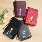 Personalizado Cartoon Cartera de cuero de la PU del titular del pasaporte con el nombre de viaje esencial regalo de cumpleaños para la familia amigos