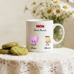 Personlig 1-10 Cartoon Cookie Wafer 11oz 15oz keramisk kaffemugg med namn och titel Mors dag Födelsedagspresent till mamma mormor