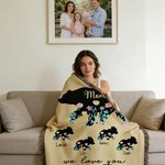 Couverture personnalisée avec pompons 1-8 noms et titres Cadeau d'anniversaire Fête des mères Maman Grand-mère