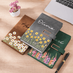 Cahier A5 personnalisé avec nom et pages lignées, fleur de naissance multicolore, usage quotidien, fournitures de bureau, cadeau de fête des mères pour maman et amie