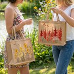 Personalised Birth Flower Butterfly Large Capacity Jute Tote Bag with Name Daily Use Mother's Day Birthday Gift for Mom Grandma Woman