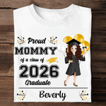 Personalised Class of 2026 Cartoon Character 100% Cotton Kid Adult T-shirt with Name Daily Wear Graduation Gift for Graduate Family
