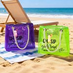 Personalized Oh Sip Girls Trip Drinks Waterproof Clear Tote Bag with Name Beach Accessories Travel Vacation Gift for Women