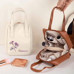 Personalized Watercolor Birth Flower PU Leather Handheld Makeup Bag with Name Birthday Anniversary Gift for Woman Girlfriend Sister