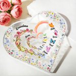 Personalized Birth Flower Butterfly Heart-Shaped Acrylic Plaque with Names Home Decor Mother's Day Gift for Mom Grandma