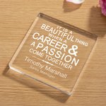 Plaque de bureau en acrylique carrée personnalisée avec nom et titre Cadeau d'anniversaire de travail pour employé de bureau
