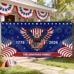 Personalizado 250 Aniversario Bandera Americana Fuegos Artificiales Águila Fiesta Banner con Texto Día de la Independencia Regalo para Americano
