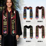 Personlig mexikansk amerikansk flagga Graduation Stole med namn och år Graduation Celebration Gift för klass 2026-akademiker