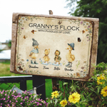 Personalised Duck Family Retro Garden Metal Sign with Name and Text Garden Decoration Mother's Day Birthday Gift for Grandma Mom