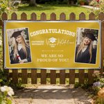 Personalized Multicolor Congratulations Photos Banner with Name Text and School Name Party Backdrop Decor Class of 2026 Graduation Gift for Graduates