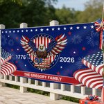 Personalizado 250 Aniversario Bandera Americana Fuegos Artificiales Águila Fiesta Banner con Texto Día de la Independencia Regalo para Americano