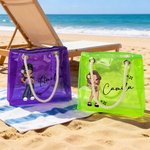 Personalised Waterproof Y2K Cartoon Character Neon Laser Clear Tote Bag with Name Birthday Bridal Party Gift for Women Girls