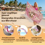 Personalisiertes Strandtuch mit Cartoon-Figur | Fluid-Art-Design | in 2 Größen erhältlich | Sommerausflug Geburtstag Geschenk für Familie Freunde